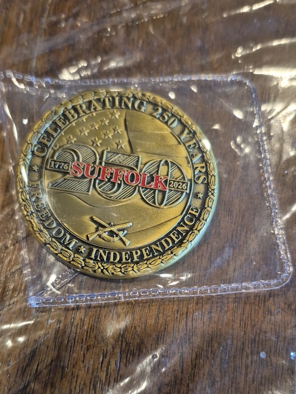 Suffolk 250th Anniversary Commemorative Coin - Gold Tone